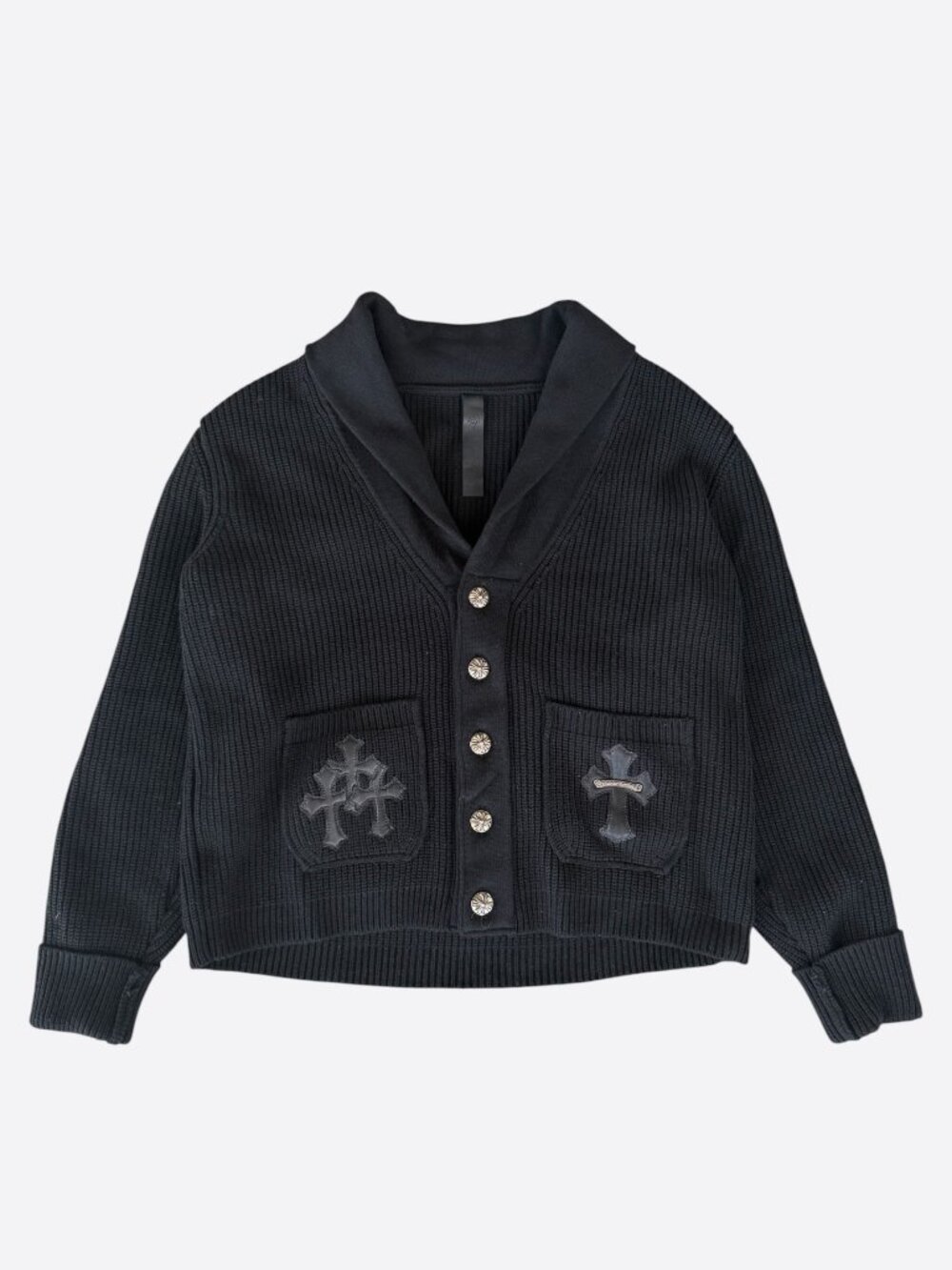 Chrome Hearts Black Triple Cross Patch Cashmere Cardigan